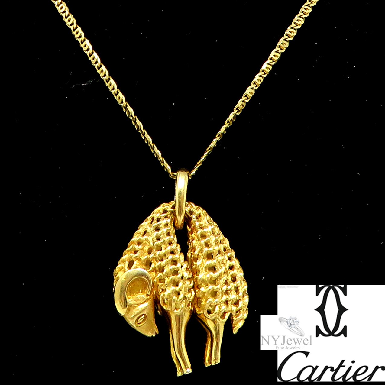 signed cartier vintage 18k gold figaro necklace